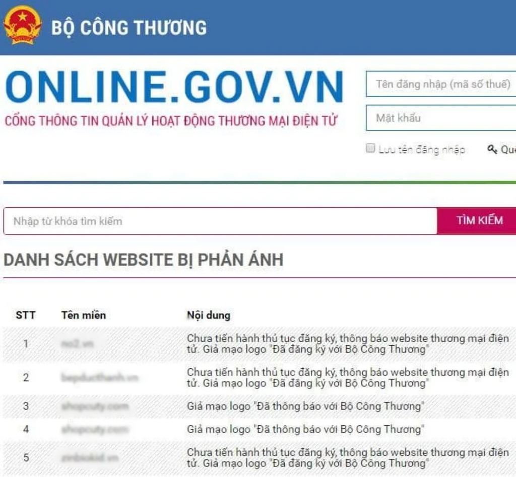 Đăng ký và thông báo website với Bộ Công Thương 